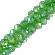 Abalorios de vidrio rondelle Facetados 3x2mm - Verde viñedo-revestimiento pearl shine